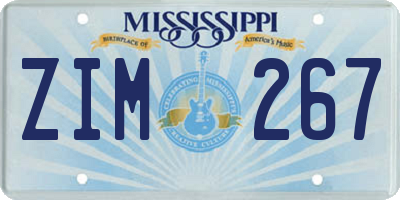 MS license plate ZIM267