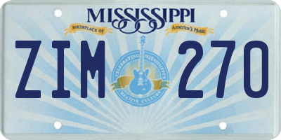 MS license plate ZIM270