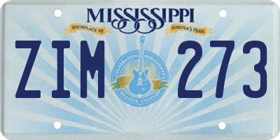 MS license plate ZIM273