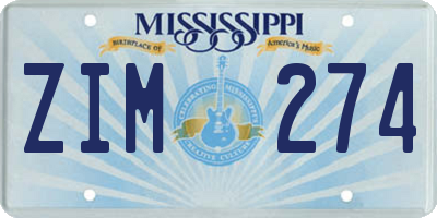 MS license plate ZIM274