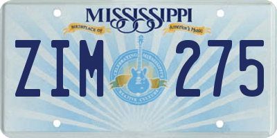 MS license plate ZIM275