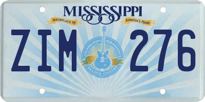 MS license plate ZIM276