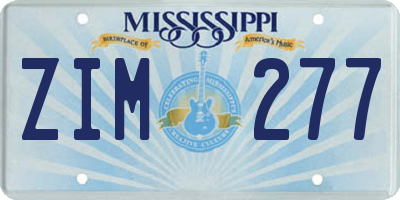 MS license plate ZIM277