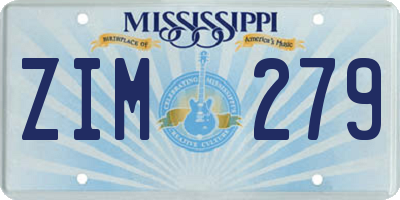 MS license plate ZIM279