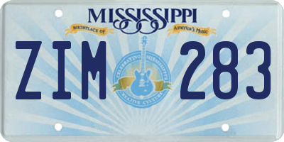 MS license plate ZIM283