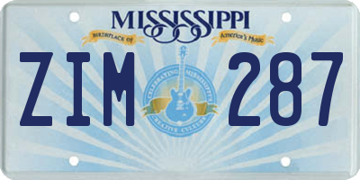 MS license plate ZIM287