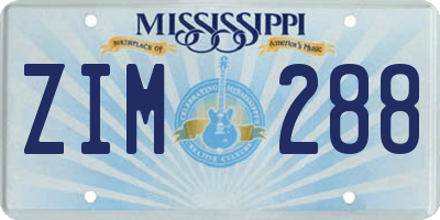 MS license plate ZIM288