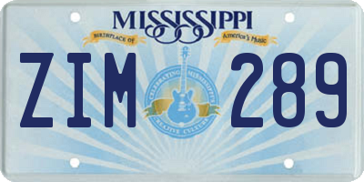MS license plate ZIM289