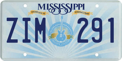 MS license plate ZIM291