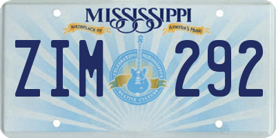 MS license plate ZIM292