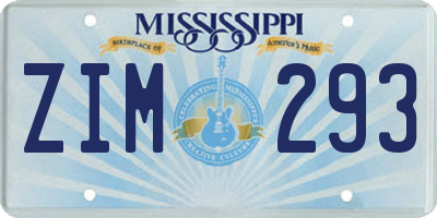 MS license plate ZIM293