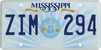 MS license plate ZIM294