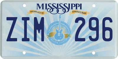 MS license plate ZIM296