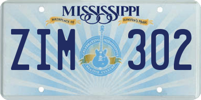 MS license plate ZIM302