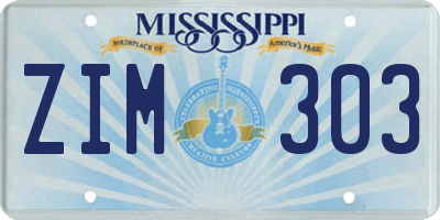 MS license plate ZIM303