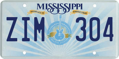 MS license plate ZIM304