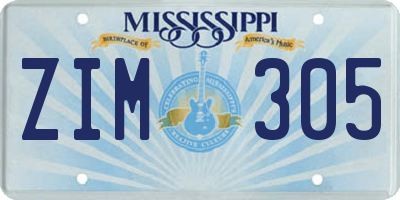 MS license plate ZIM305