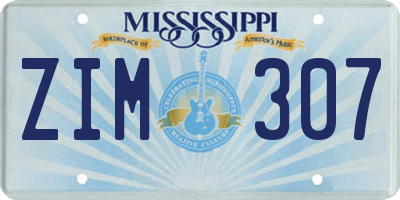 MS license plate ZIM307