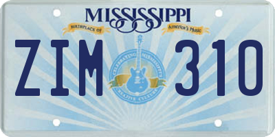 MS license plate ZIM310