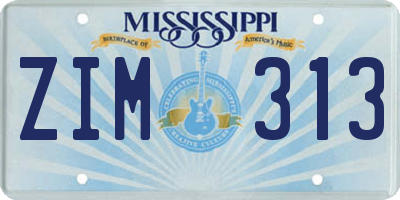 MS license plate ZIM313
