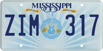 MS license plate ZIM317