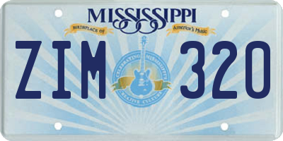 MS license plate ZIM320