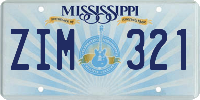 MS license plate ZIM321