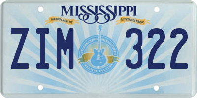 MS license plate ZIM322