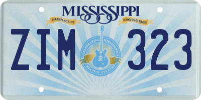 MS license plate ZIM323