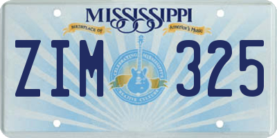 MS license plate ZIM325