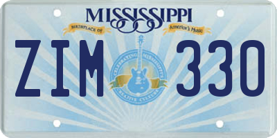 MS license plate ZIM330