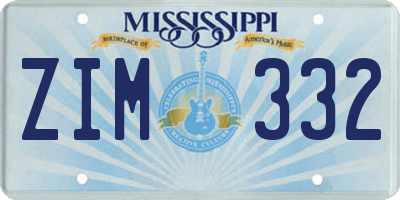 MS license plate ZIM332