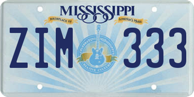 MS license plate ZIM333