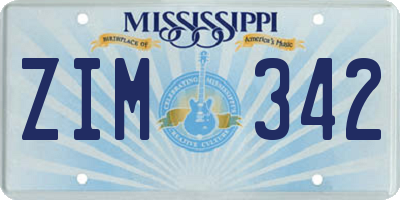 MS license plate ZIM342