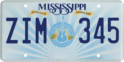 MS license plate ZIM345