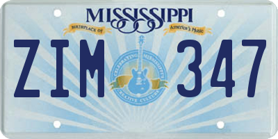 MS license plate ZIM347