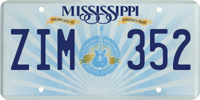MS license plate ZIM352