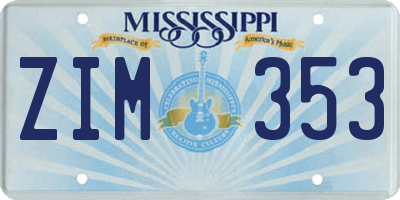 MS license plate ZIM353