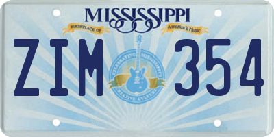 MS license plate ZIM354