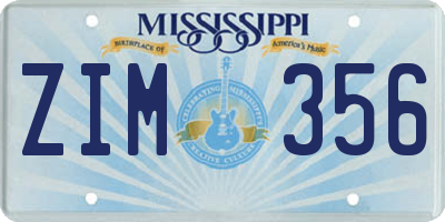 MS license plate ZIM356