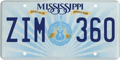 MS license plate ZIM360