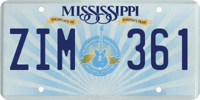 MS license plate ZIM361