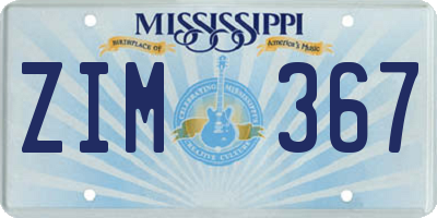 MS license plate ZIM367