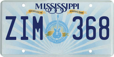 MS license plate ZIM368