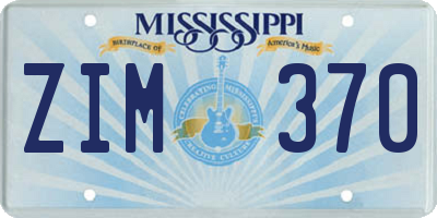 MS license plate ZIM370