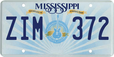 MS license plate ZIM372