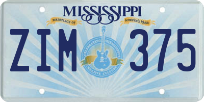MS license plate ZIM375
