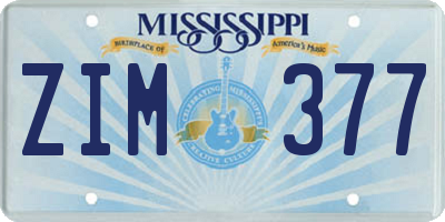 MS license plate ZIM377