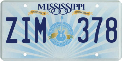 MS license plate ZIM378