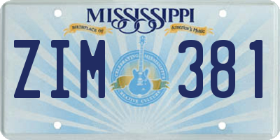 MS license plate ZIM381